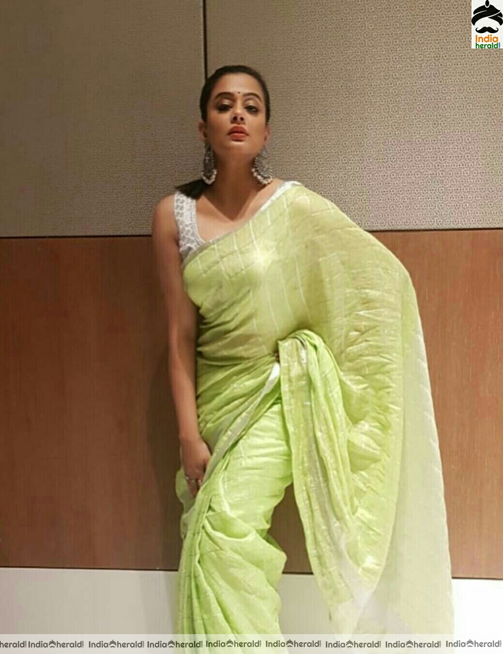 Priya Mani Cute Green Saree Stills