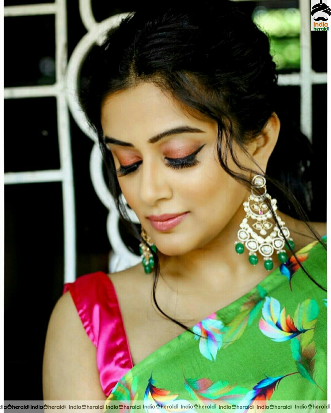 Priya Mani Cute Green Saree Stills