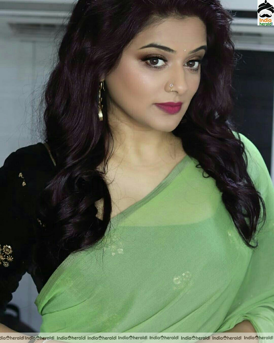 Priya Mani Cute Green Saree Stills