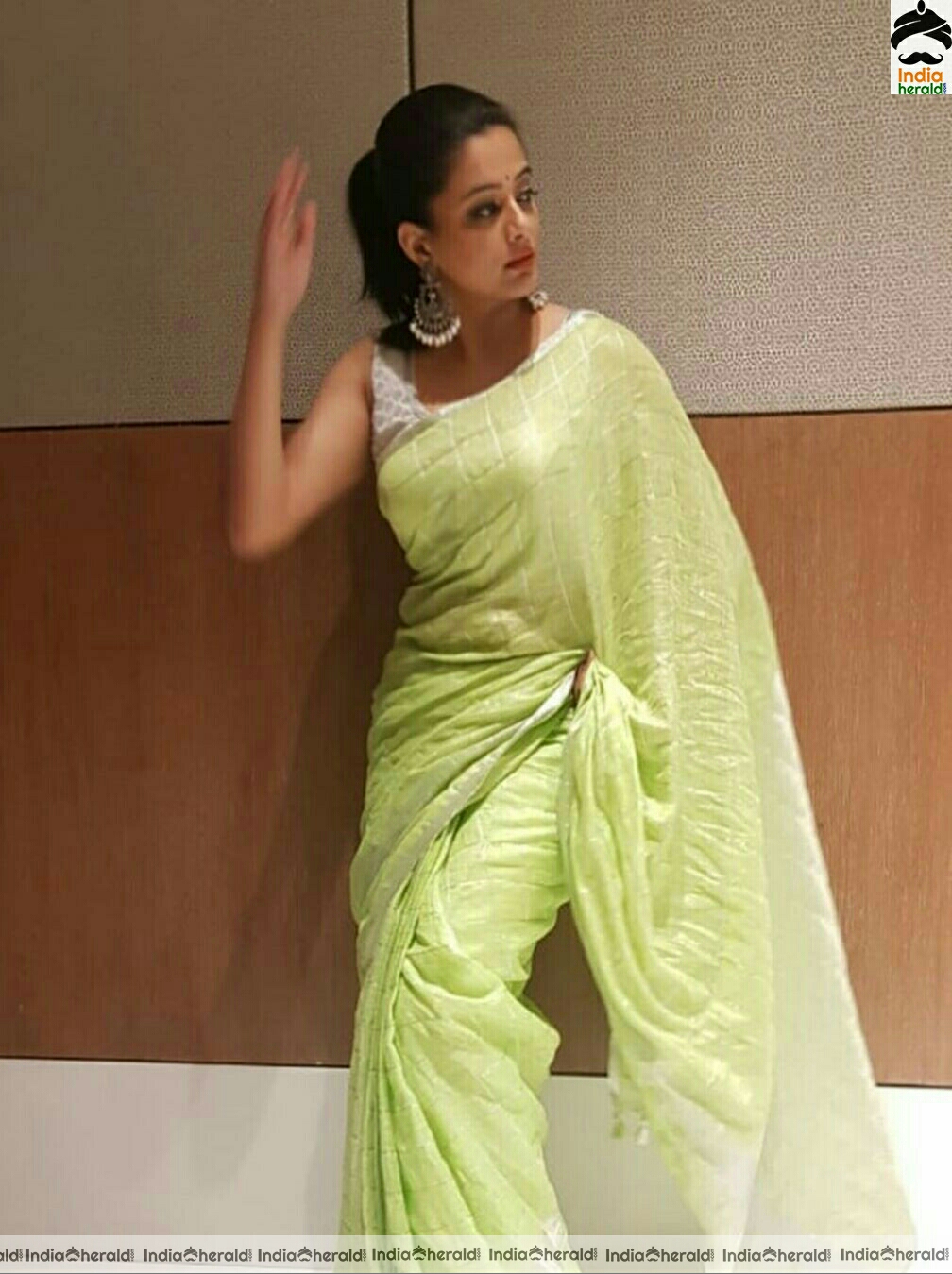 Priya Mani Cute Green Saree Stills