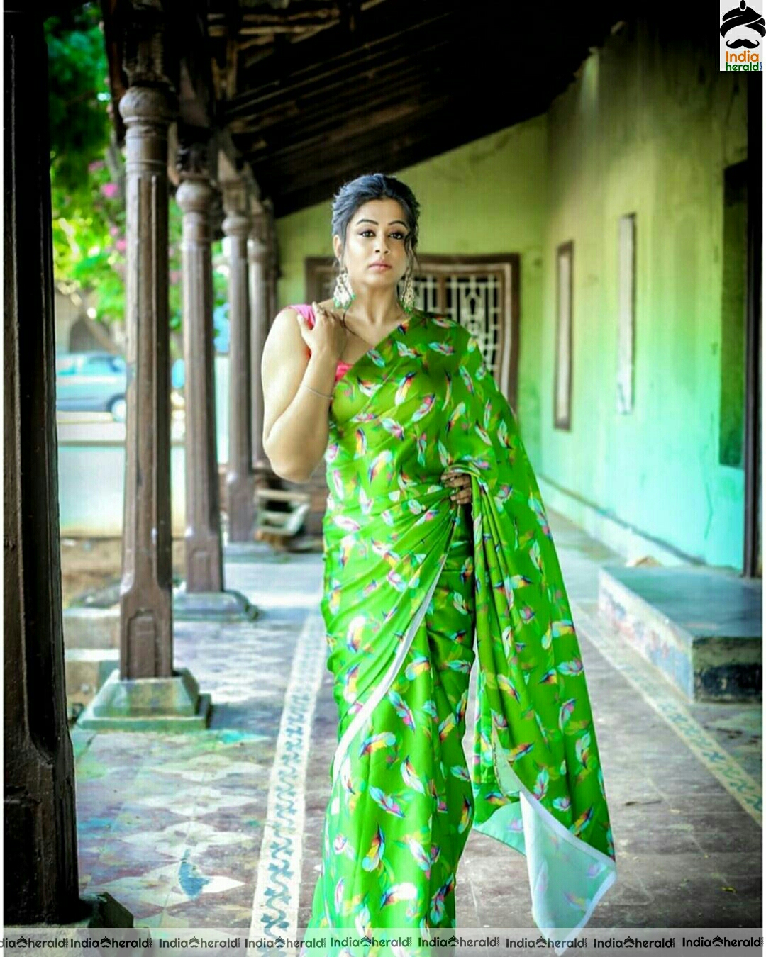 Priya Mani Cute Green Saree Stills