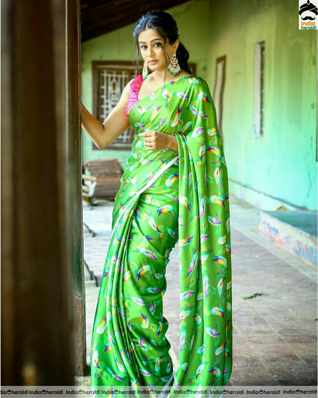 Priya Mani Cute Green Saree Stills