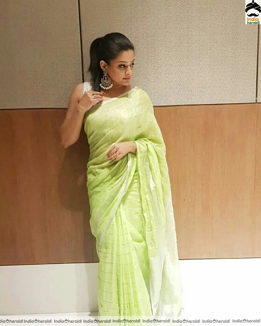 Priya Mani Cute Green Saree Stills