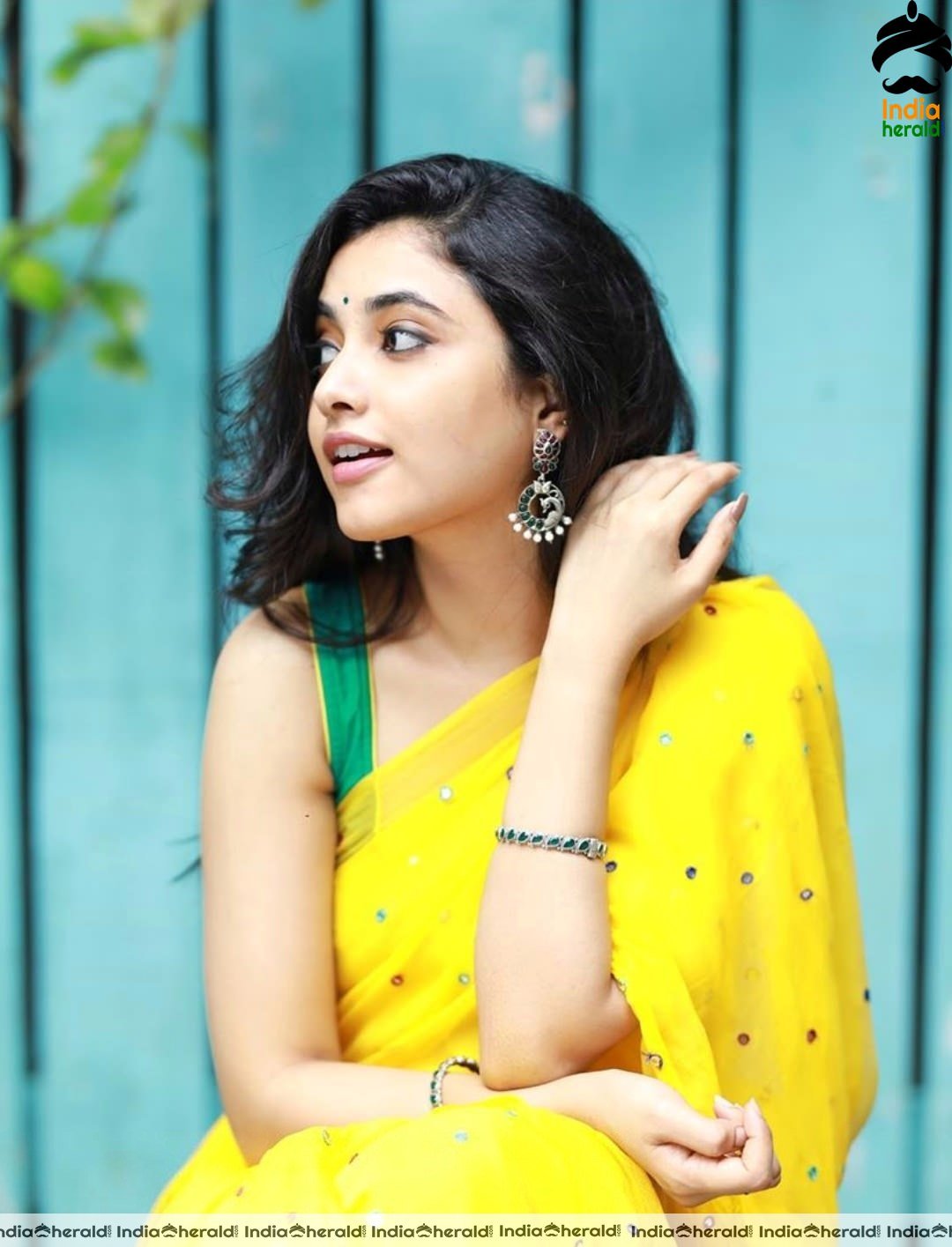 Priyanka Arul Mohan in Yellow Saree and Sleeveless Blouse