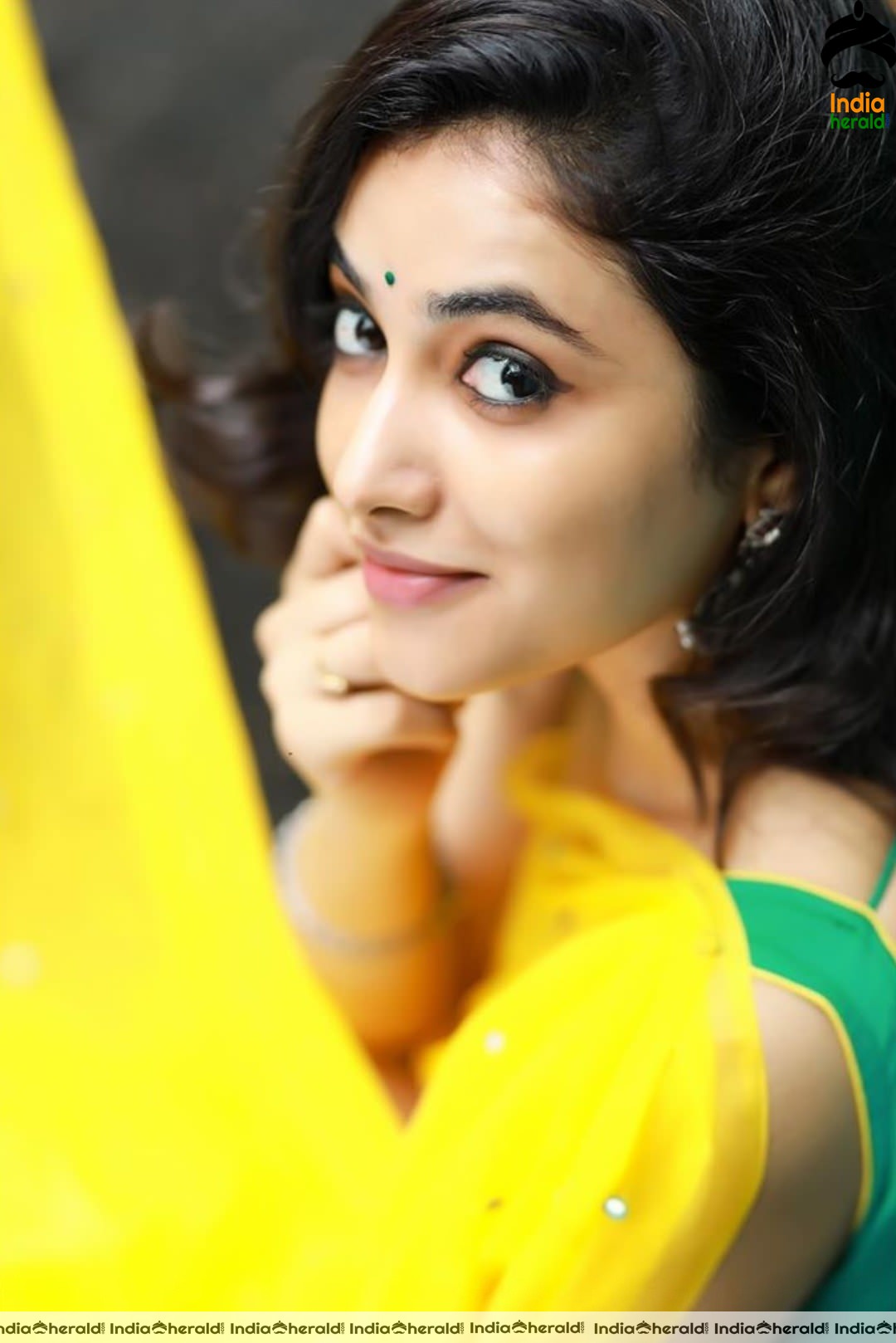 Priyanka Arul Mohan in Yellow Saree and Sleeveless Blouse