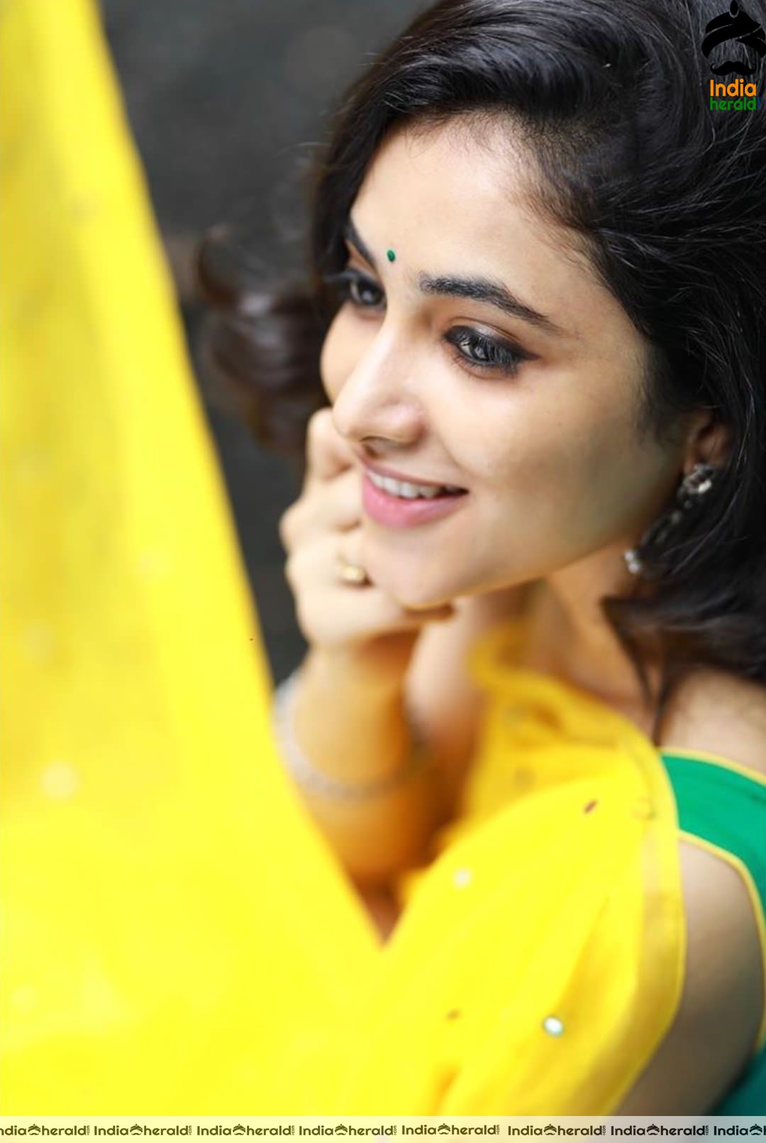 Priyanka Arul Mohan in Yellow Saree and Sleeveless Blouse