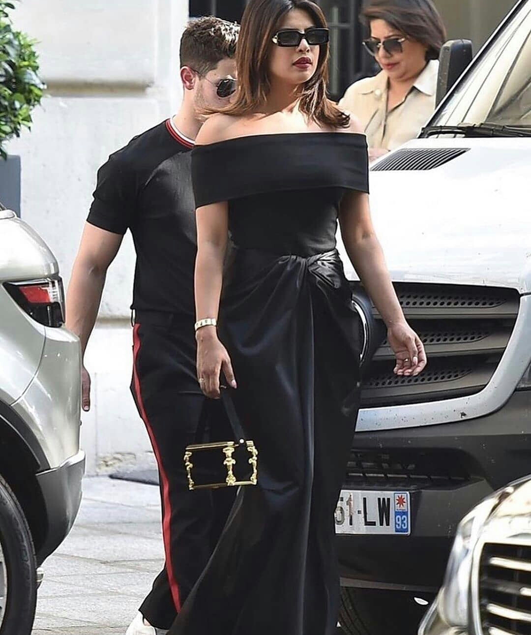 Priyanka Chopra And Her Husband Dressed In Dashing Black Dress