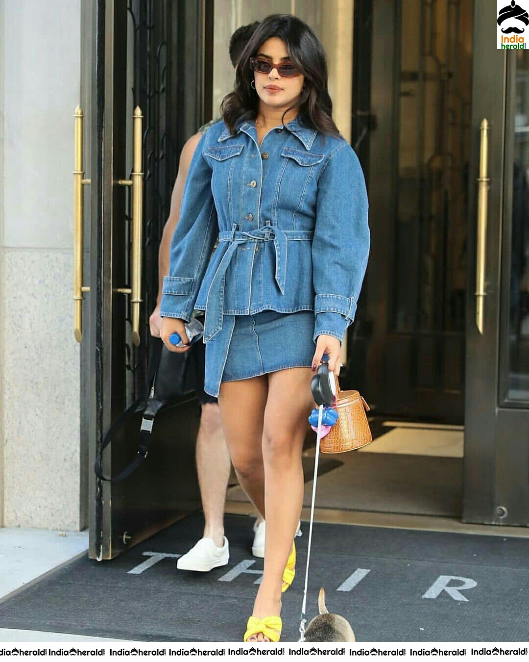 Priyanka Chopra Hot In Denim Shorts Exposing Thighs At Encino CA