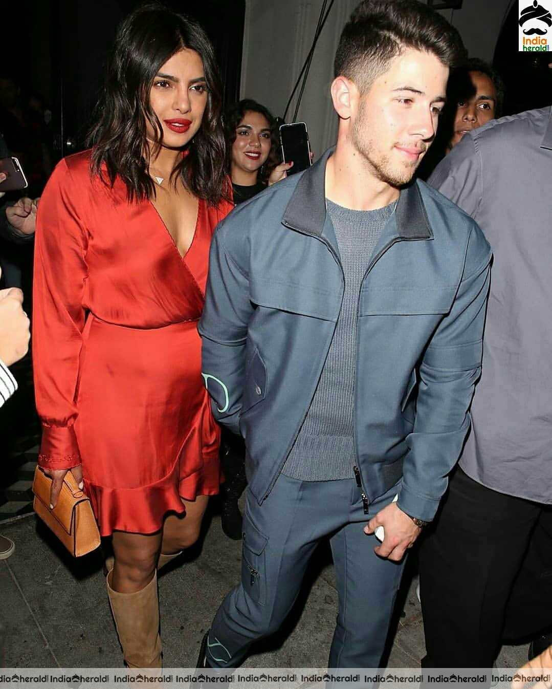 Priyanka chopra Hot In Red Dress With her Husband Nick Jonas