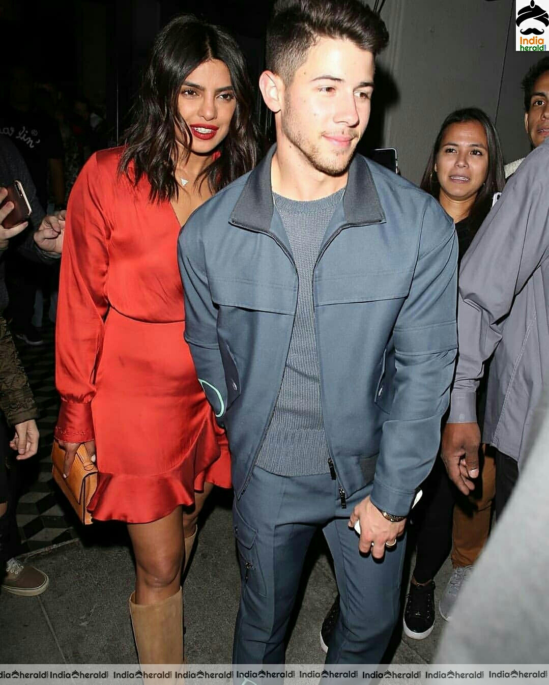 Priyanka chopra Hot In Red Dress With her Husband Nick Jonas