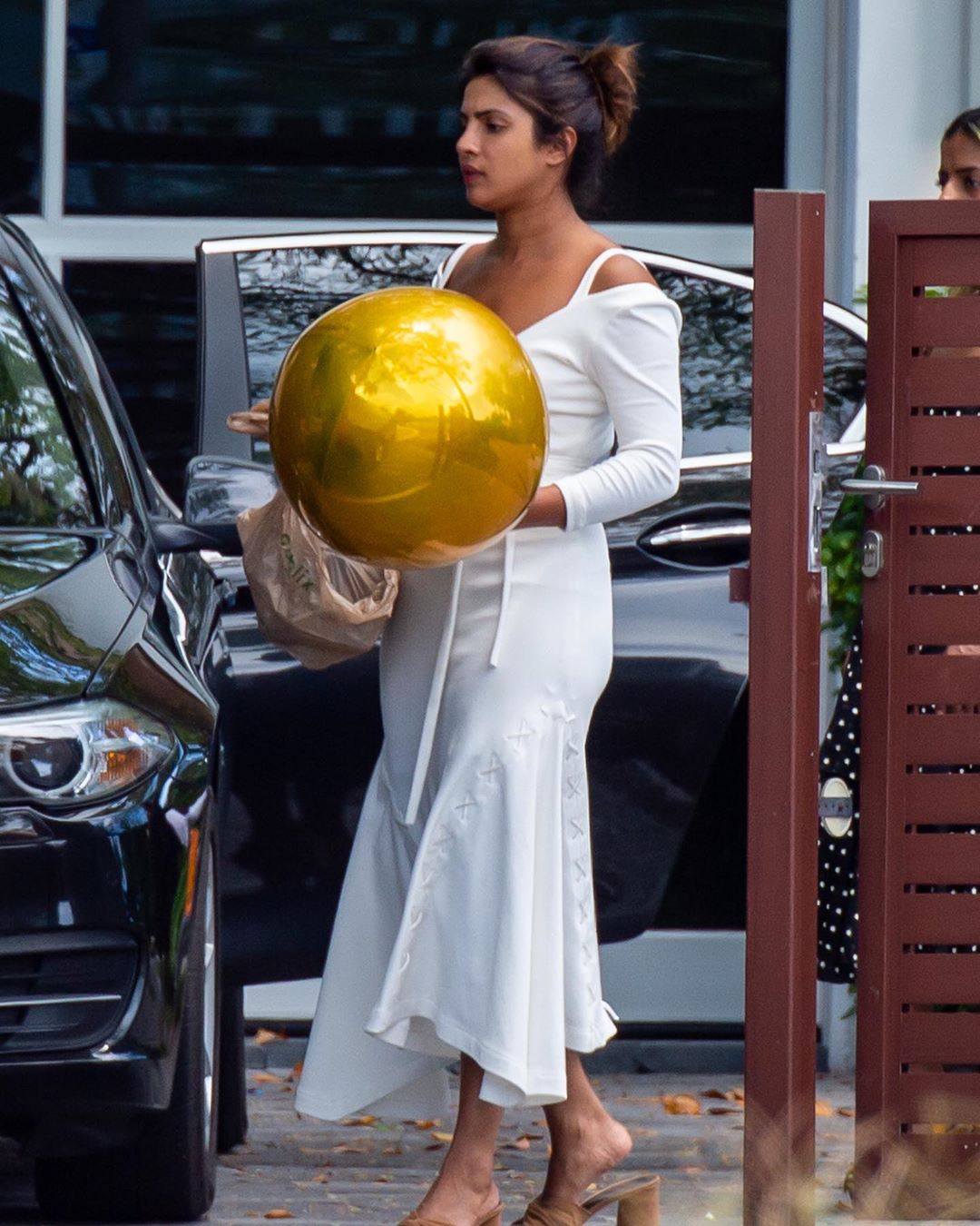 Priyanka Chopra In A Hot White Frock In The Street Of New York