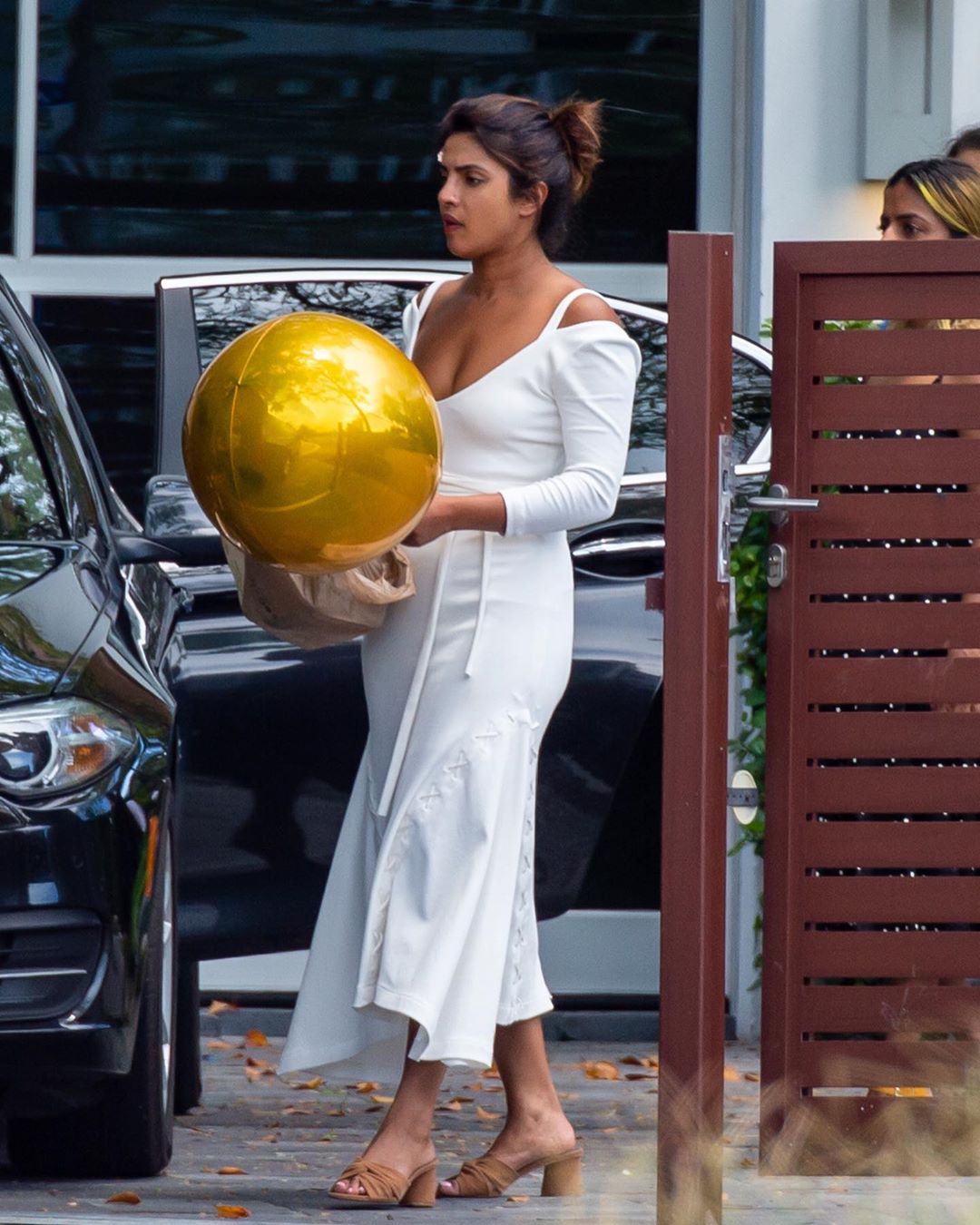 Priyanka Chopra In A Hot White Frock In The Street Of New York