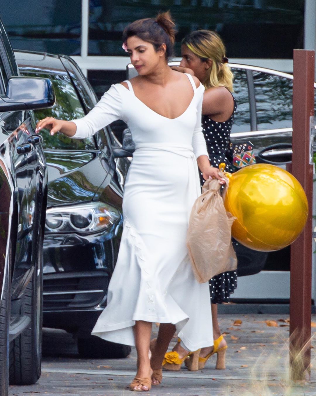 Priyanka Chopra In A Hot White Frock In The Street Of New York