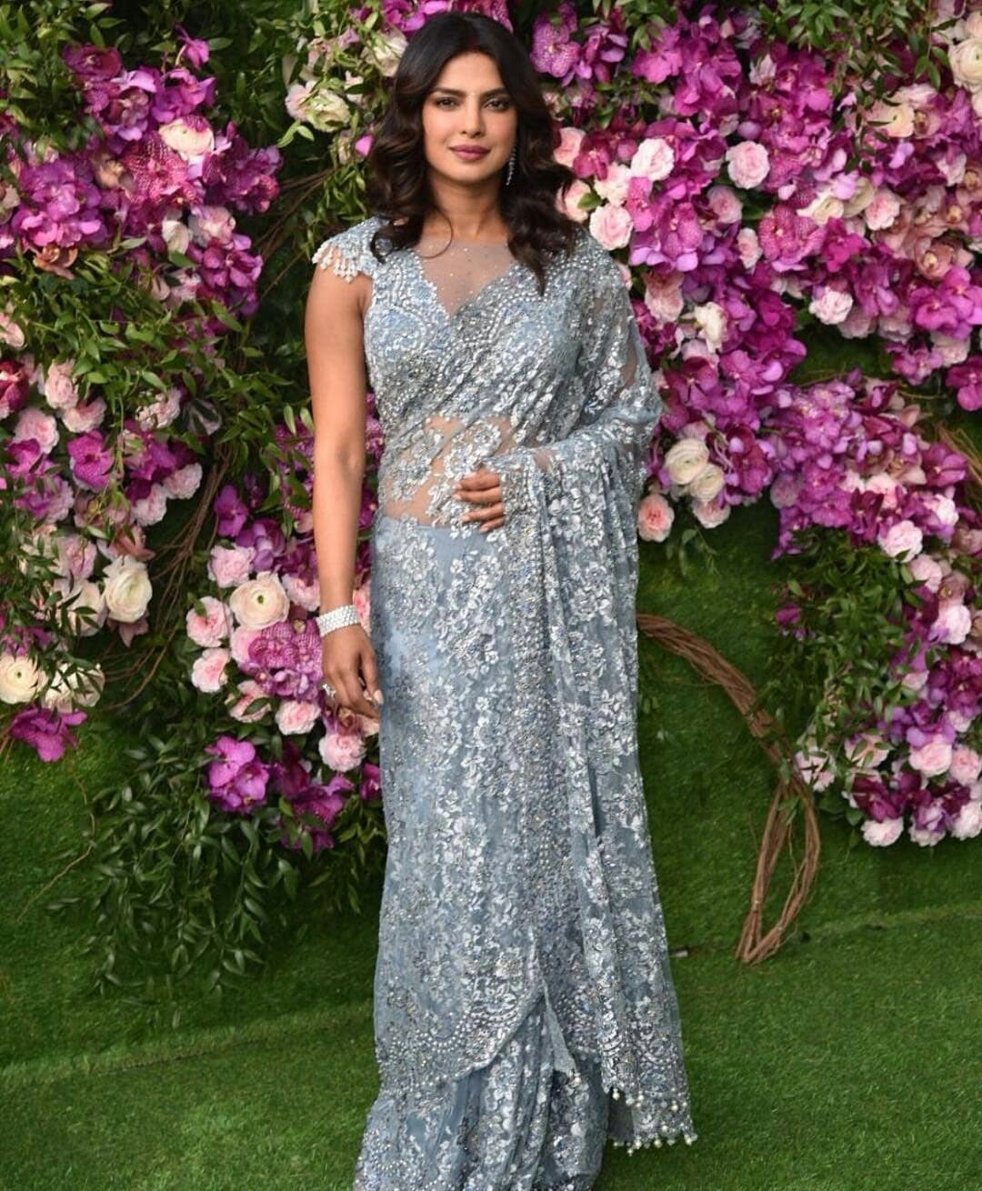 Priyanka Chopra Looking Hot In A Transparent Net lSaree