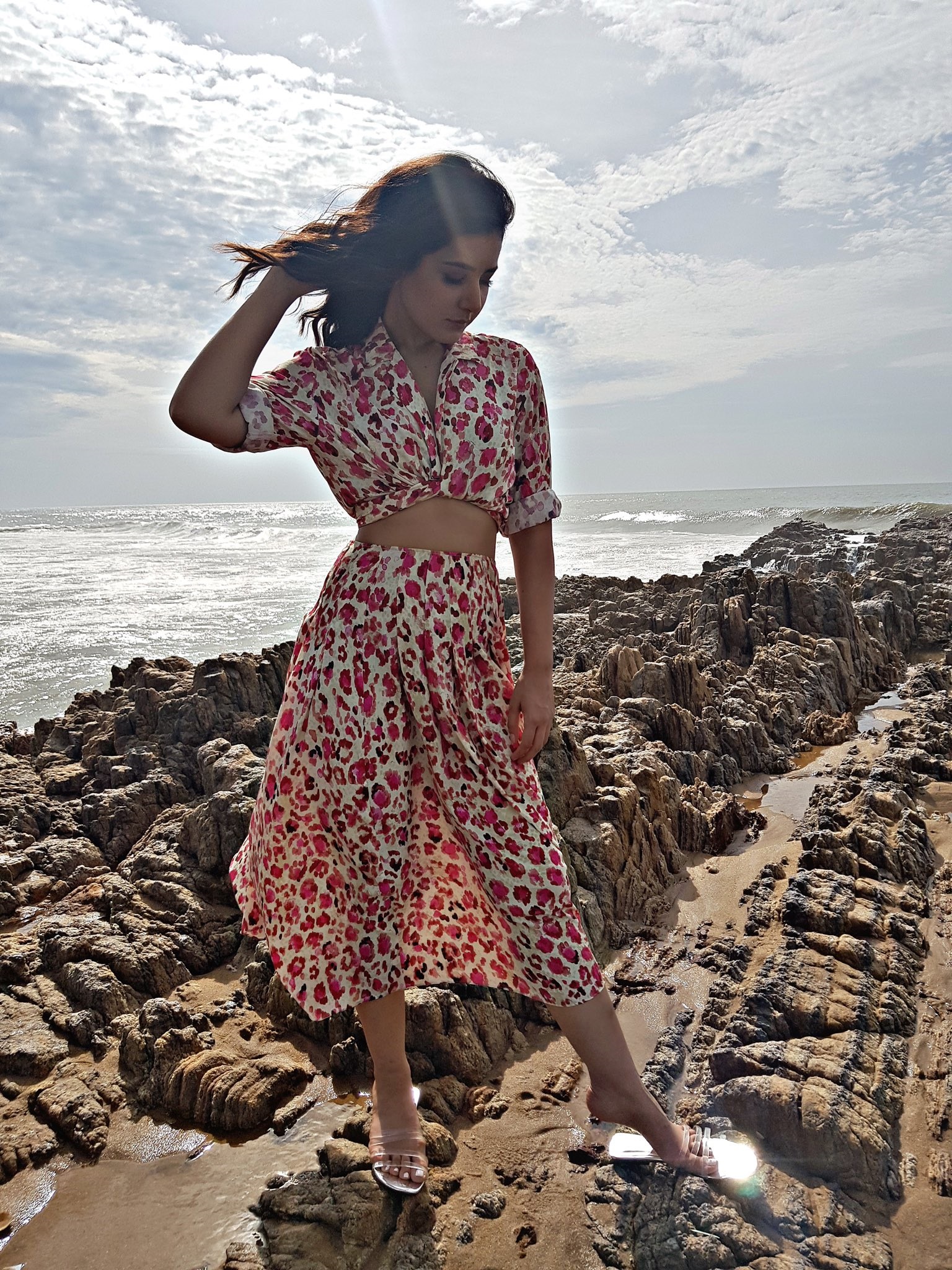 Raashi Khanna Hot In Polka Dots Top And Skirt