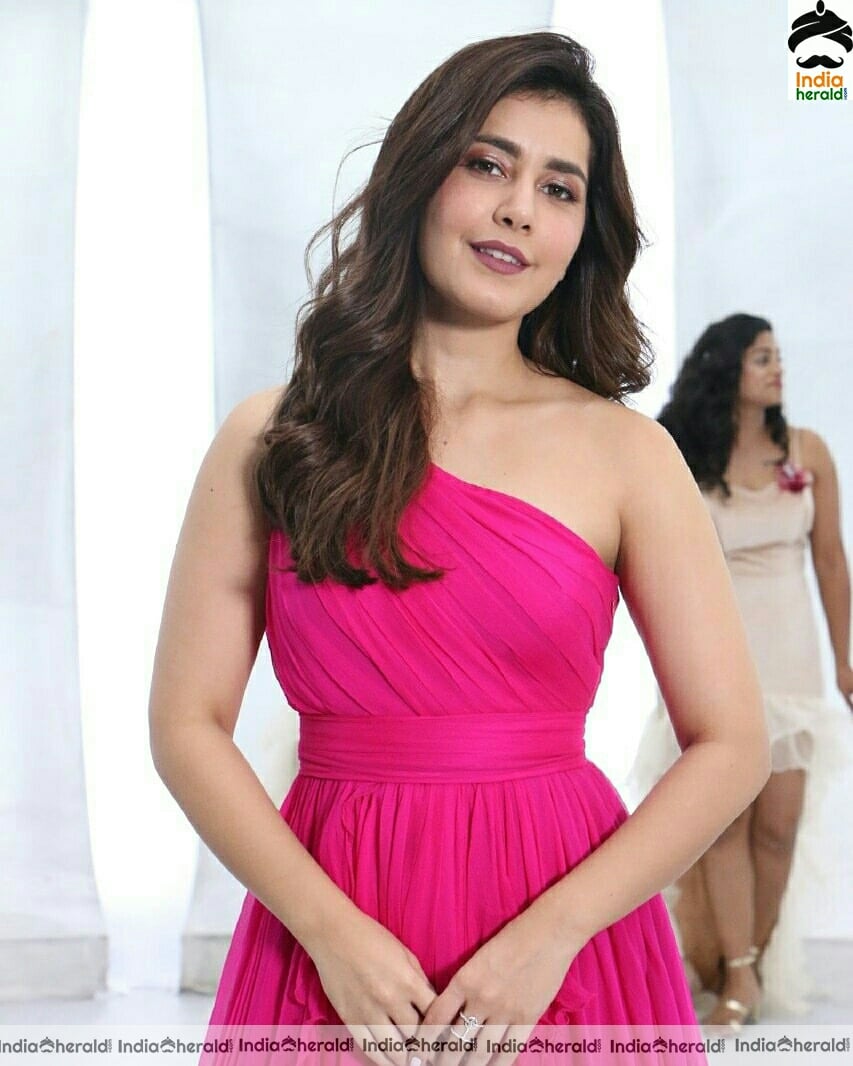 Raashi Khanna Hot Pink Dress Photos