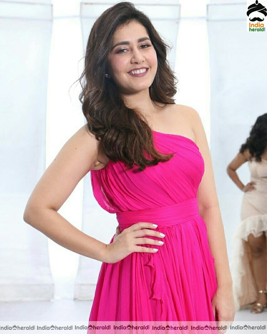 Raashi Khanna Hot Pink Dress Photos