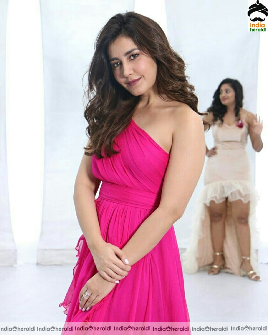 Raashi Khanna Hot Pink Dress Photos