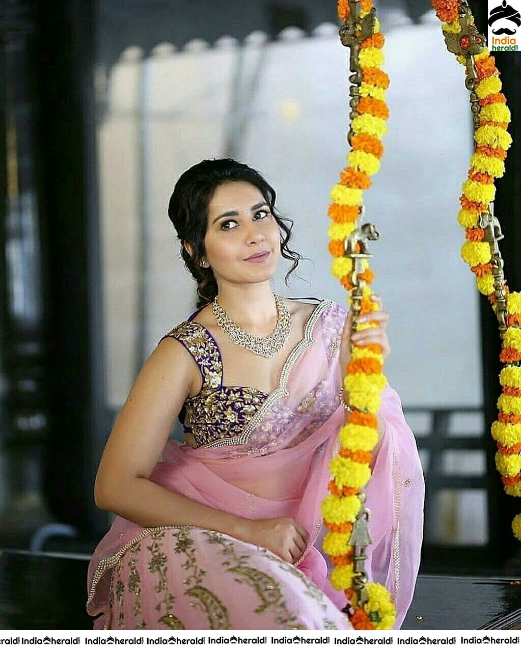 Raashi Khanna Hot Transparent Saree Stills