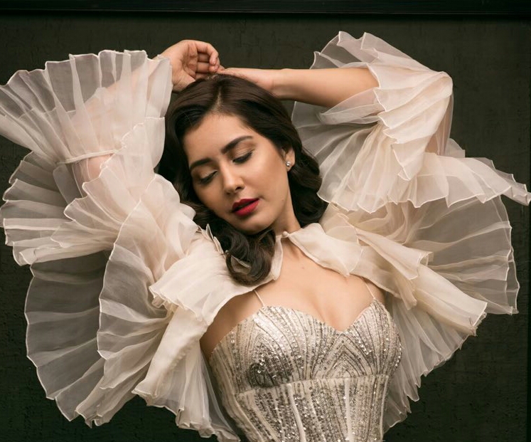 Raashi Khanna Latest Hot Cream Colour Dress Photoshoot
