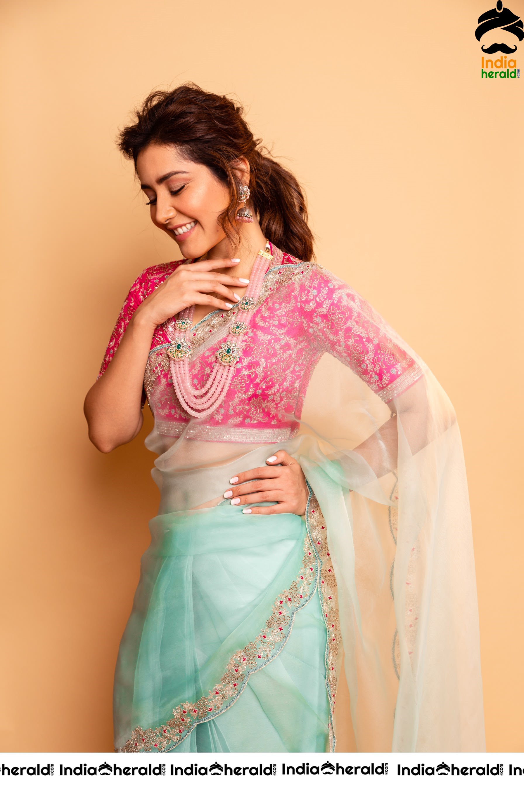 Raashi Khanna Looking Sexy And Hot In Latest Transparent Saree Photoshoot Set 1