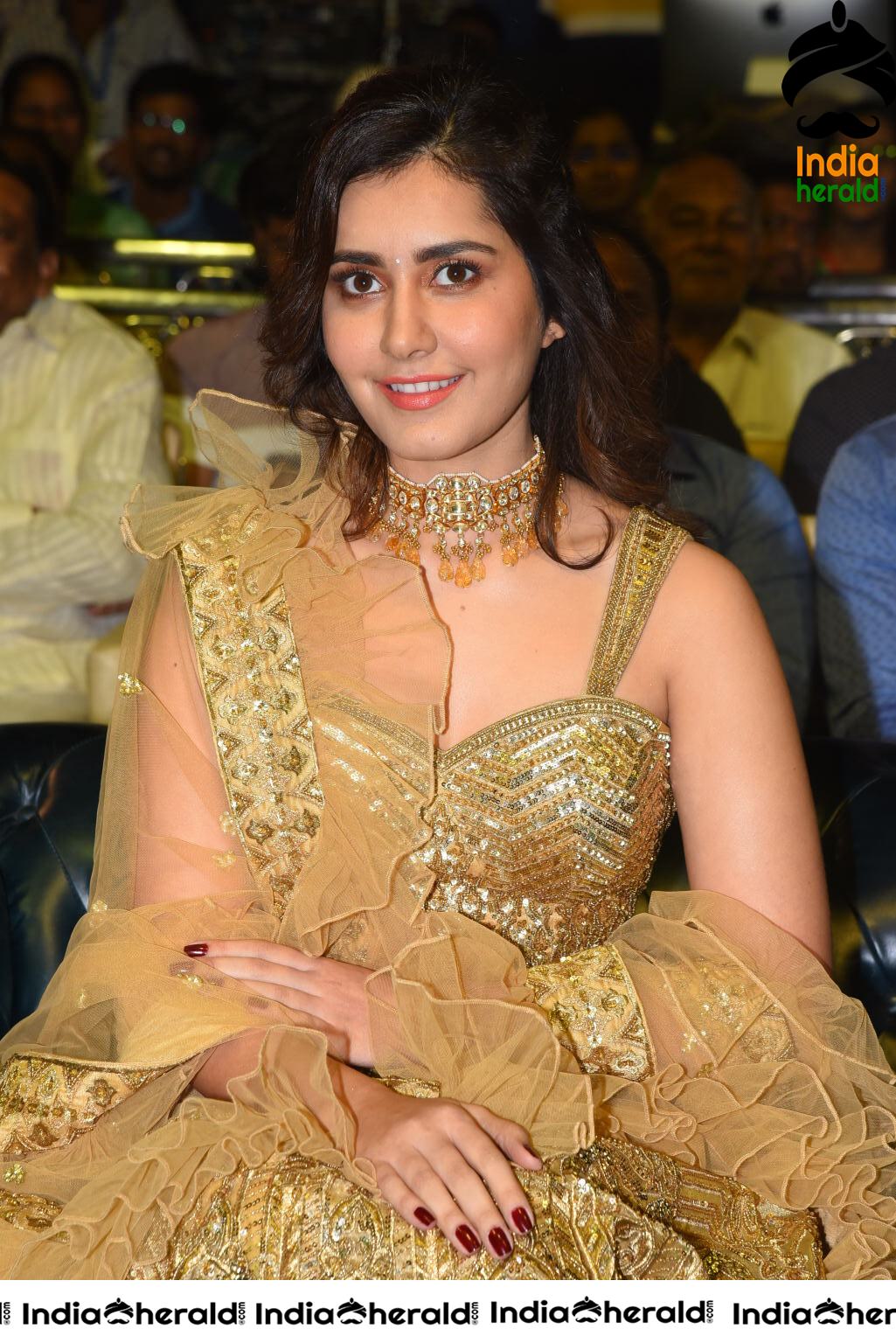 Raashi Khanna looks like a Golden Flower in Venky Pre Release Event Set 1