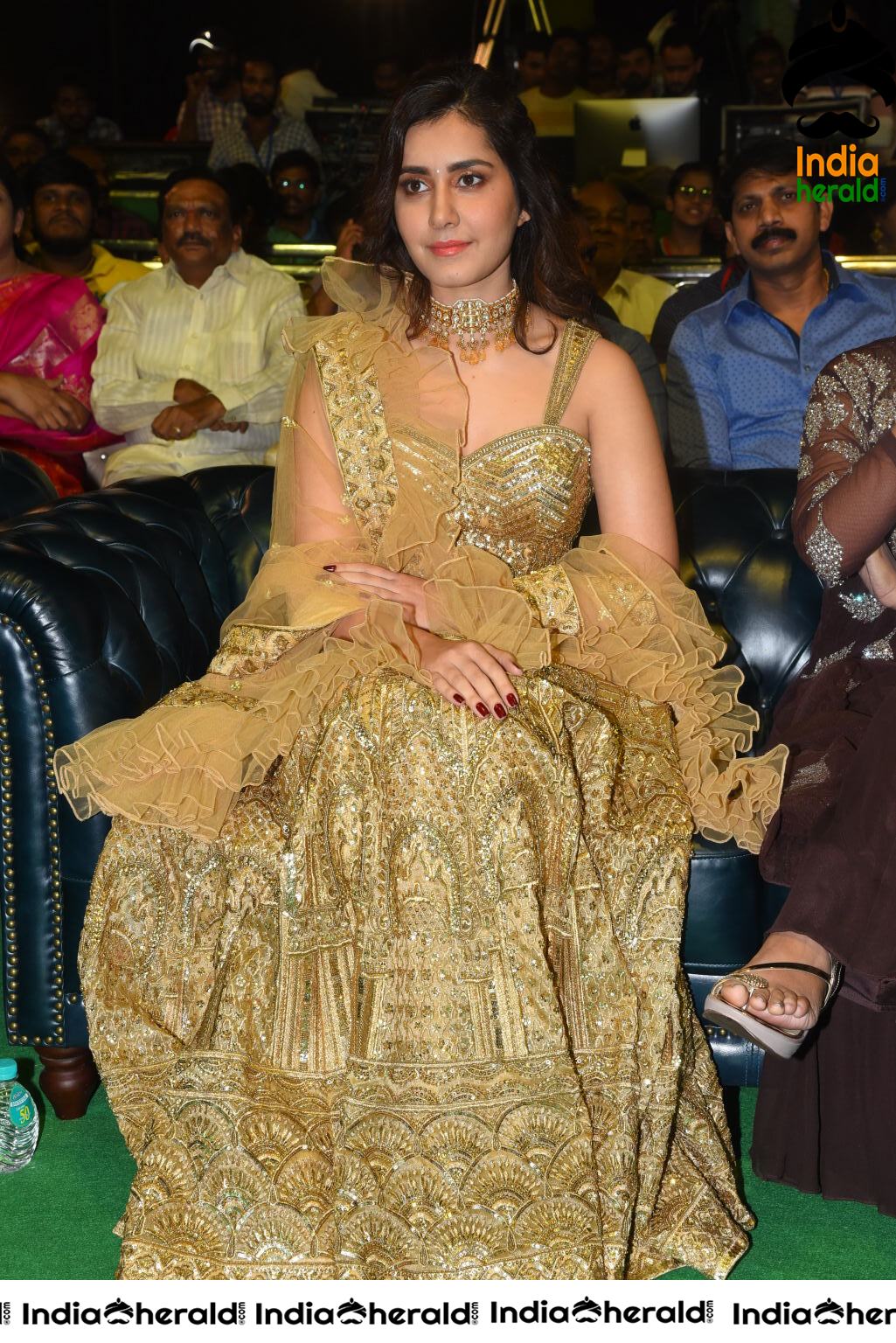 Raashi Khanna looks like a Golden Flower in Venky Pre Release Event Set 1