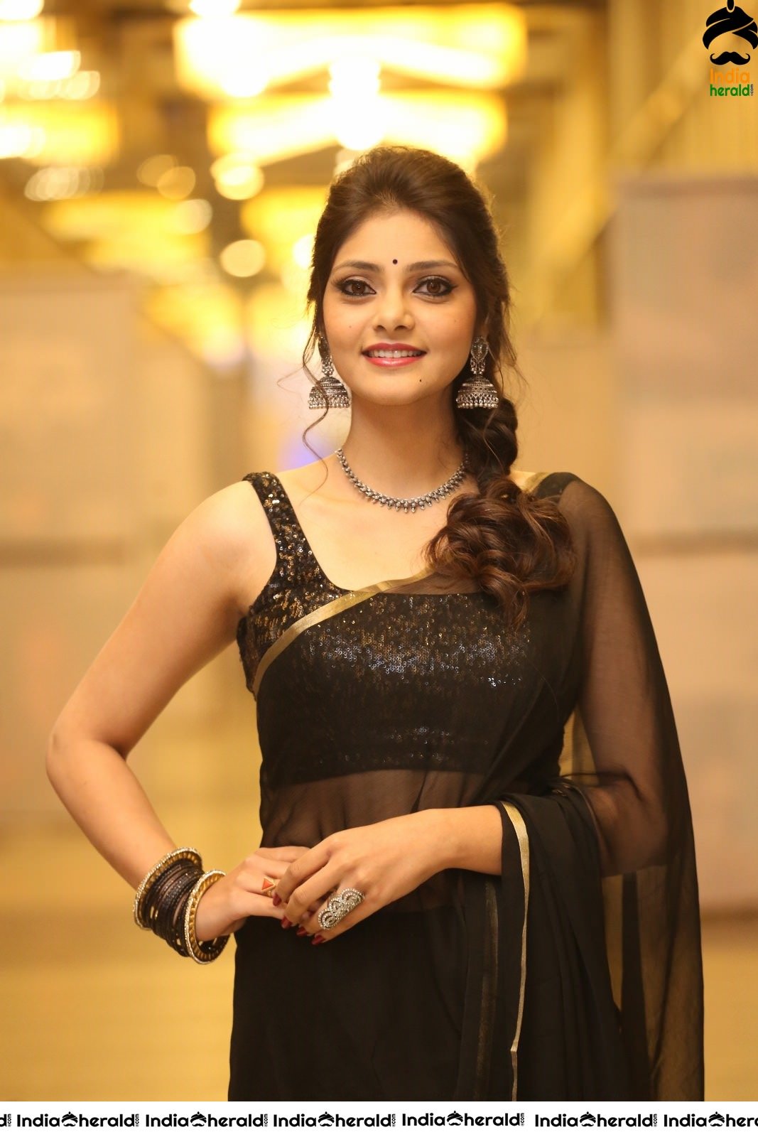 Rahasya Gorak Latest Hot Photos in Black Transparent Saree Set 1