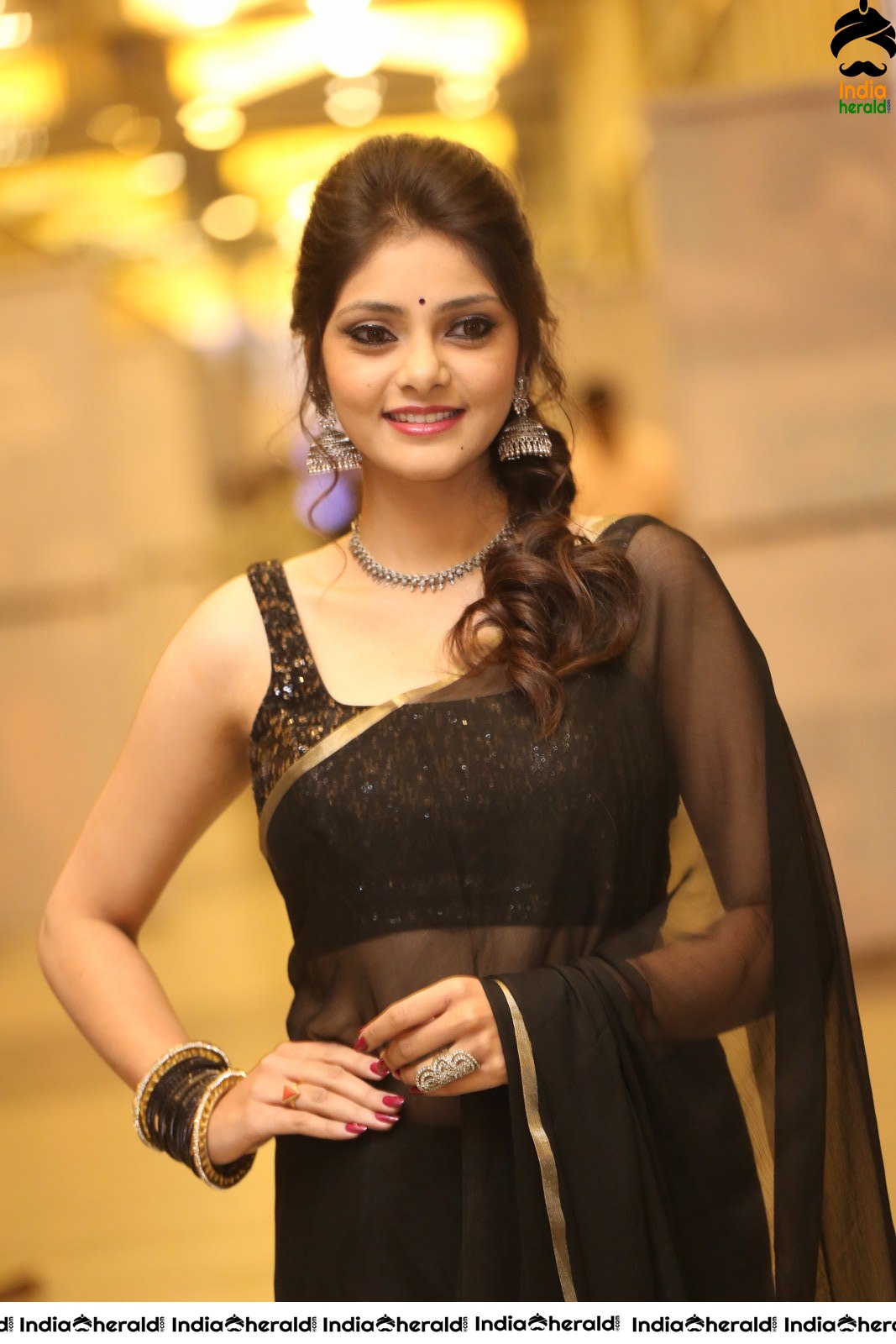 Rahasya Gorak Latest Hot Photos in Black Transparent Saree Set 1