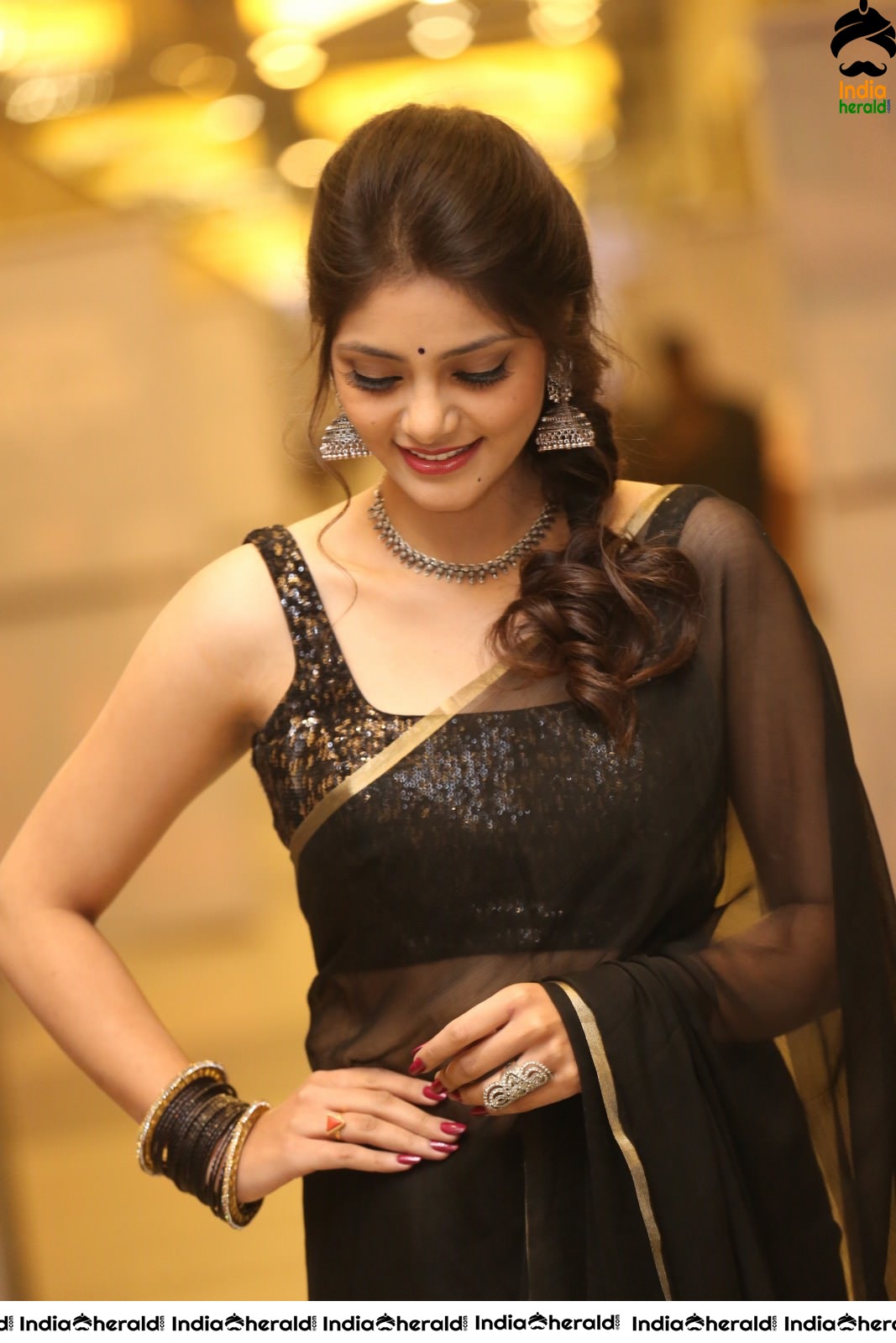 Rahasya Gorak Latest Hot Photos in Black Transparent Saree Set 1