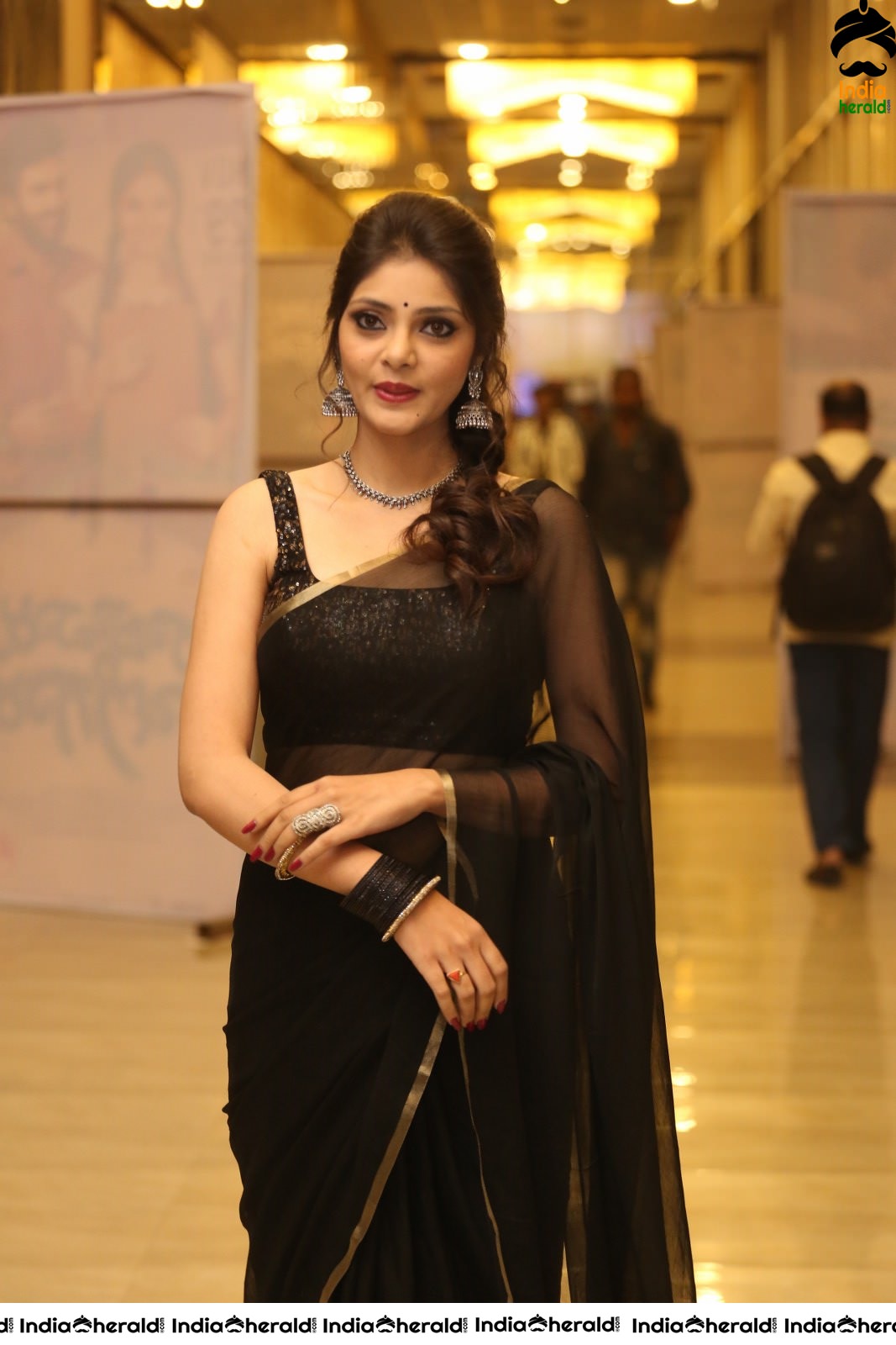 Rahasya Gorak Latest Hot Photos in Black Transparent Saree Set 2