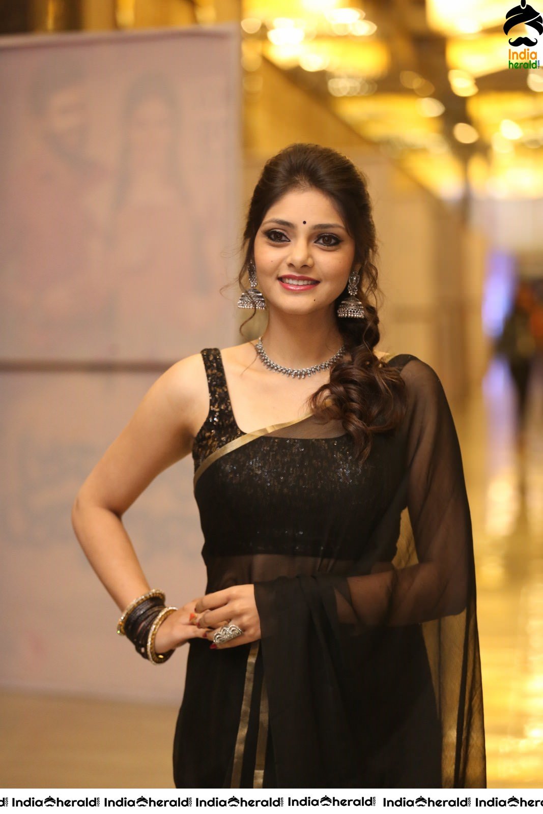 Rahasya Gorak Latest Hot Photos in Black Transparent Saree Set 2