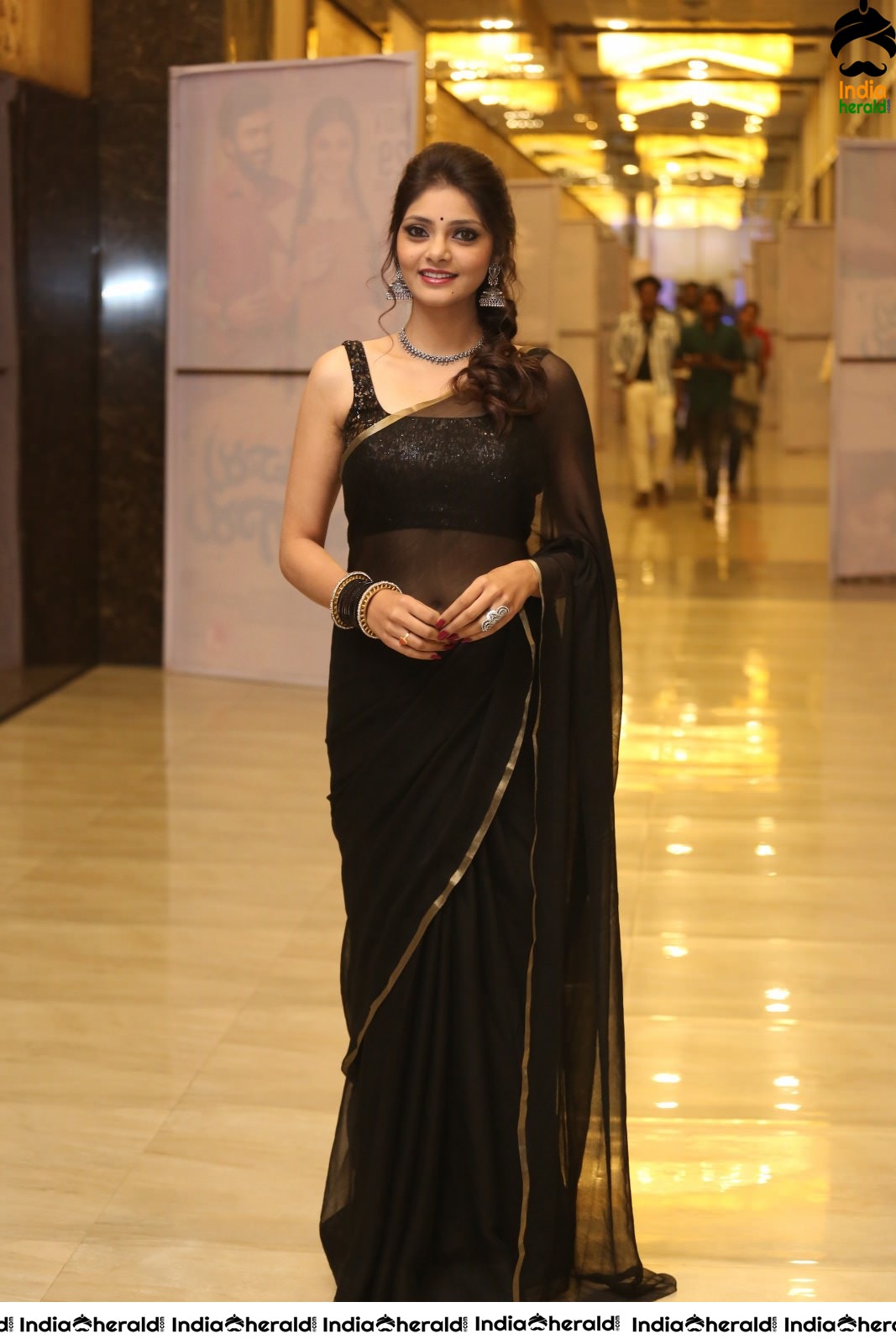 Rahasya Gorak Latest Hot Photos in Black Transparent Saree Set 2