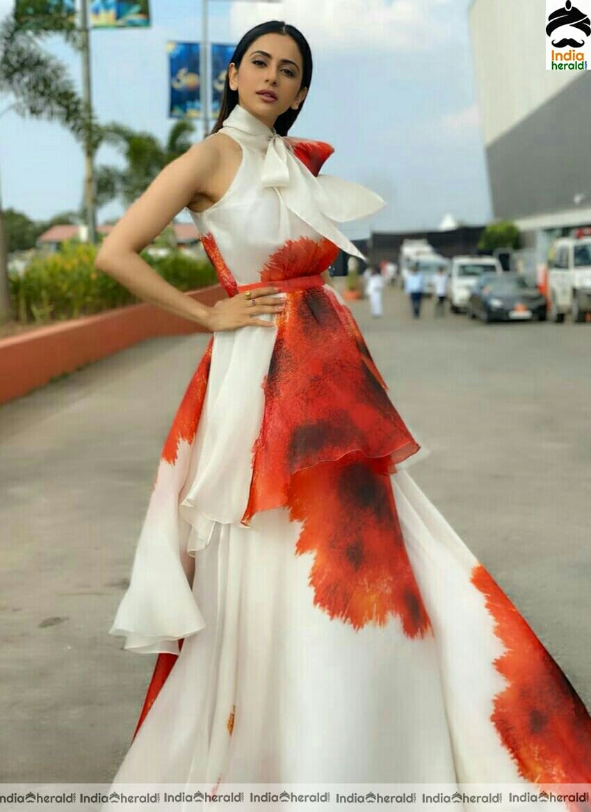 Rakul Preet Hot and Cute In White Long Dress Stills