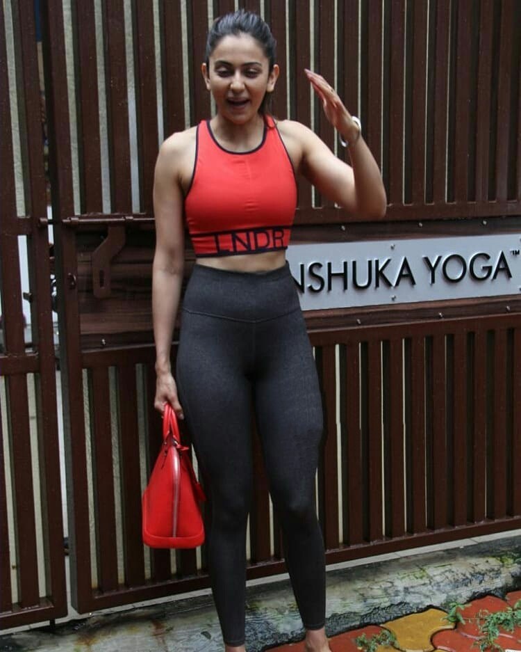 Rakul Preet Hot In Tight Pilates Dress