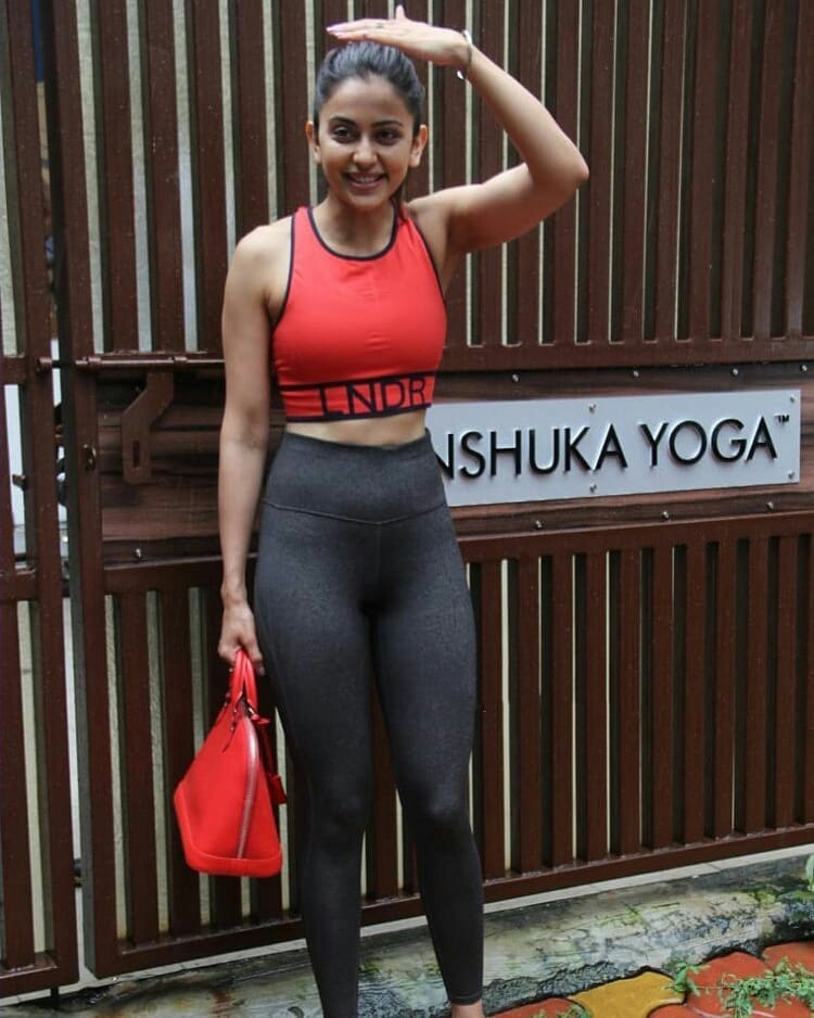 Rakul Preet Hot In Tight Pilates Dress