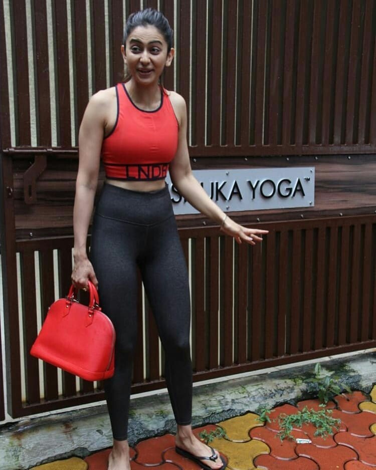 Rakul Preet Hot In Tight Pilates Dress
