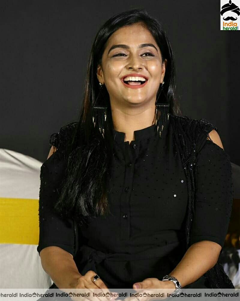 Ramya Nambessan Cute Black Dress Stills