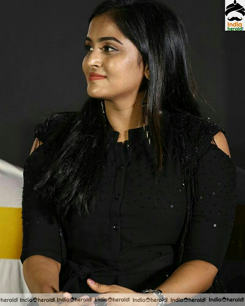 Ramya Nambessan Cute Black Dress Stills