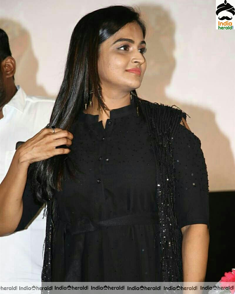 Ramya Nambessan Cute Black Dress Stills