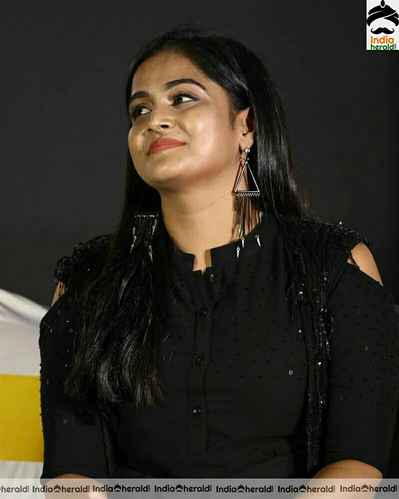 Ramya Nambessan Cute Black Dress Stills