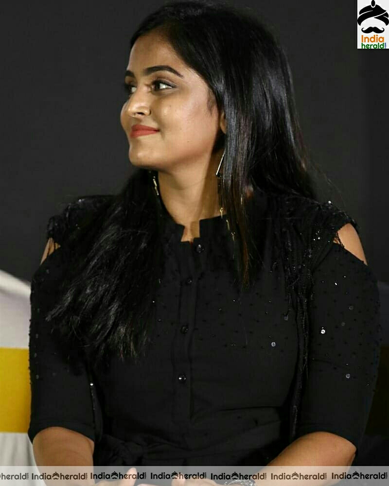 Ramya Nambessan Cute Black Dress Stills