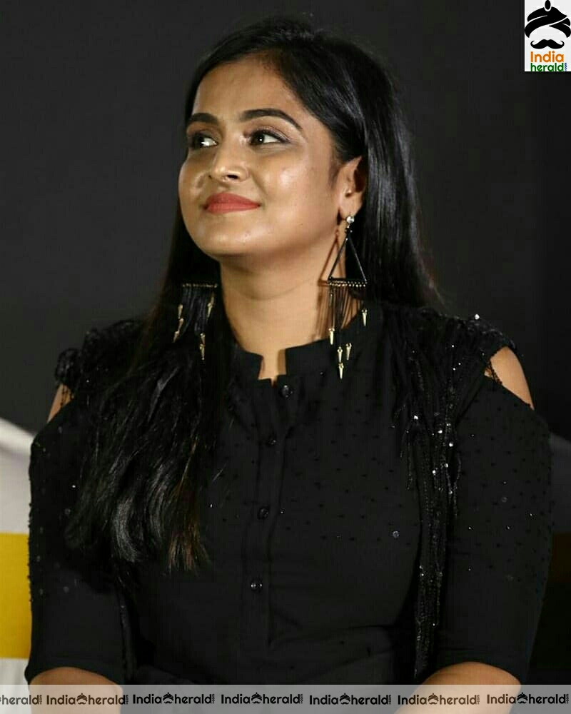 Ramya Nambessan Cute Black Dress Stills