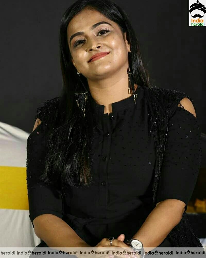 Ramya Nambessan Cute Black Dress Stills