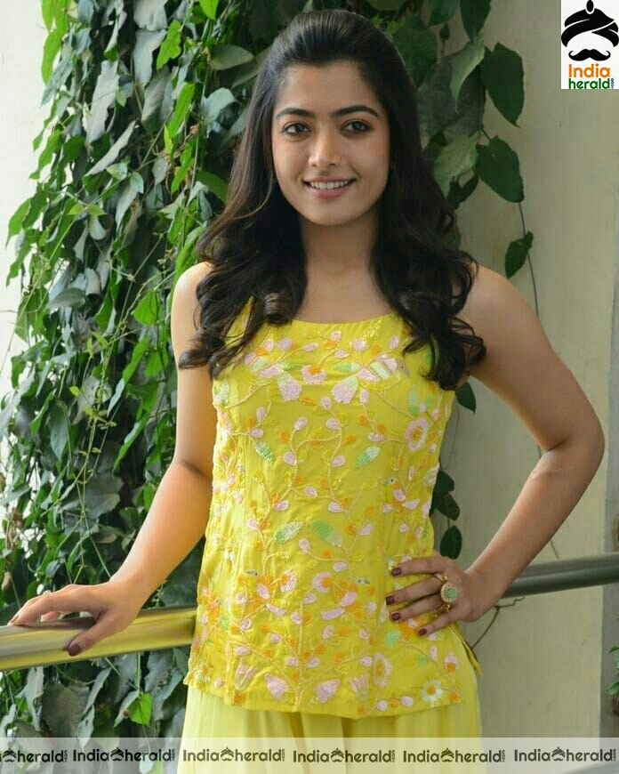 Rashmika Mandanna Cute Preet Yellow Dress Stills