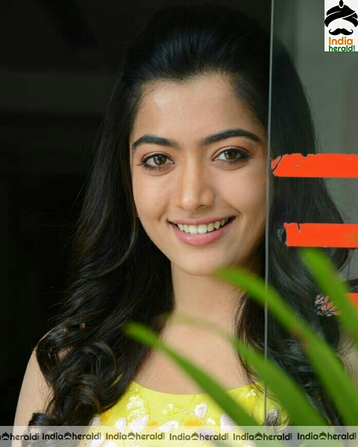 Rashmika Mandanna Cute Preet Yellow Dress Stills