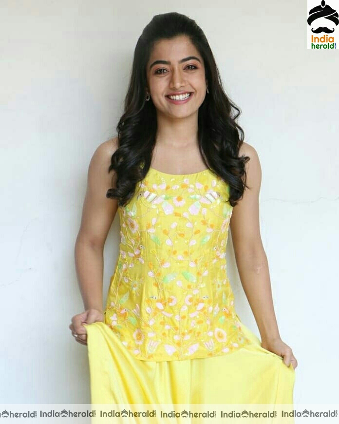 Rashmika Mandanna Cute Preet Yellow Dress Stills