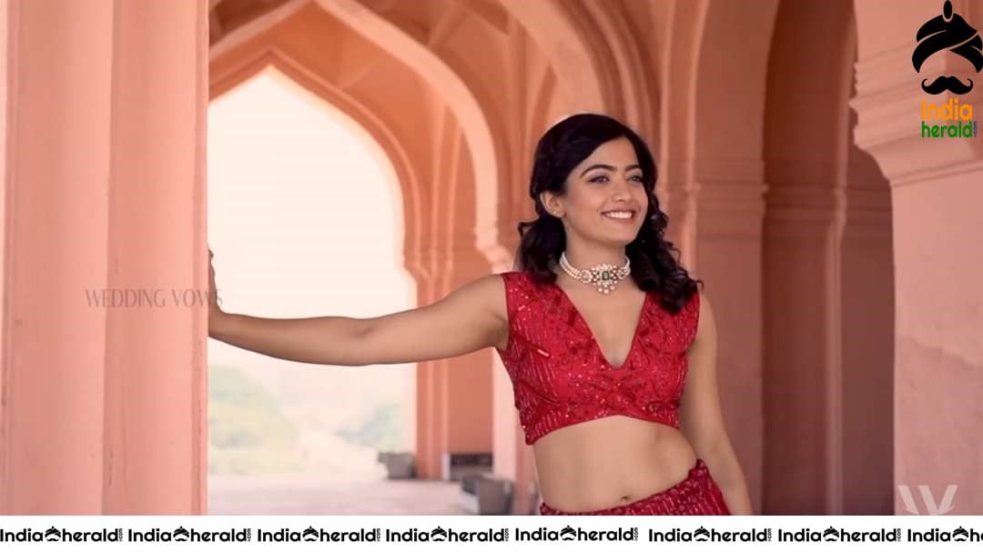 Rashmika Mandanna Hot Waist and Navel Show during Wedding Vows Shoot Set 1