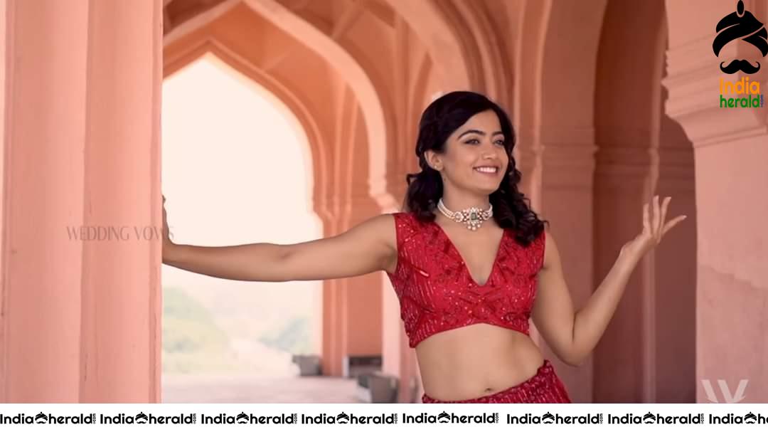 Rashmika Mandanna Hot Waist and Navel Show during Wedding Vows Shoot Set 1