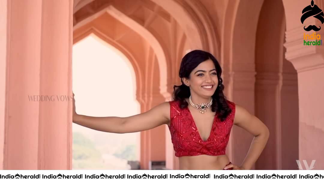 Rashmika Mandanna Hot Waist and Navel Show during Wedding Vows Shoot Set 2